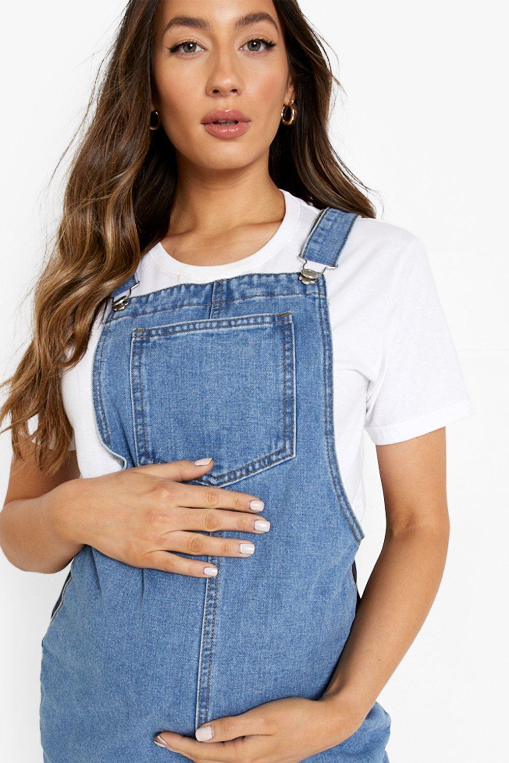 Maternity denim 2025 dungaree dress